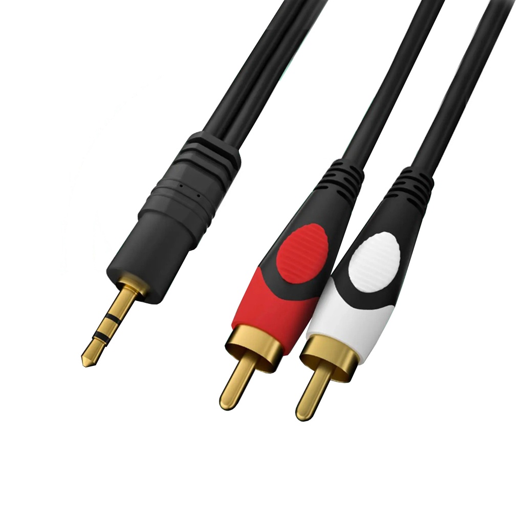 Buerotika AUX 3.5mm Jack to 2 RCA Audio Cable 3M – Full Copper, Ultra High Transfer Speed (Multiple Lengths) | 52126