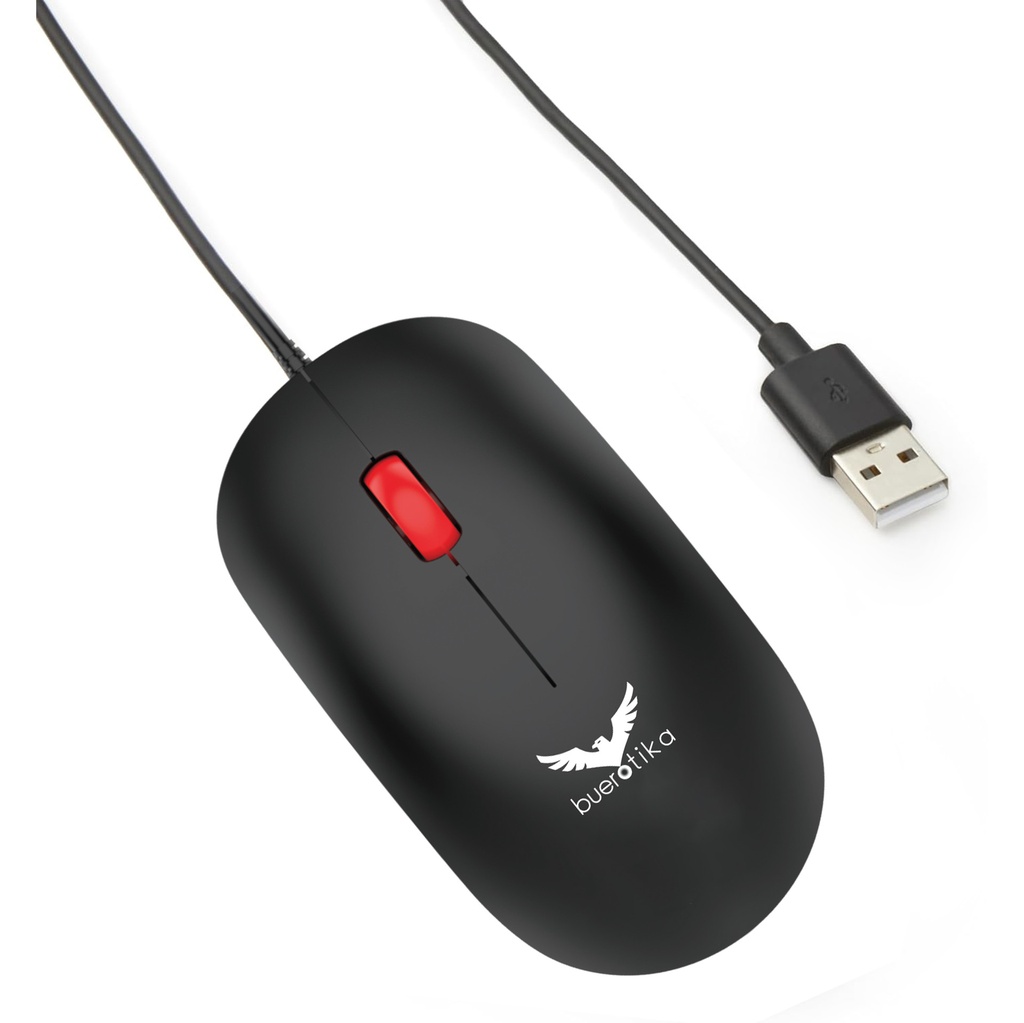 Buerotika USB Optical Mouse – Silent, 1200 Dpi, Wired | BM102U